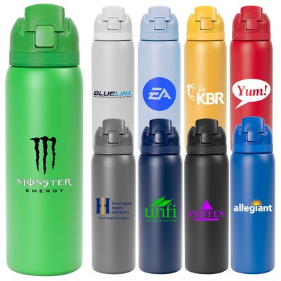 27oz. Solid Stainless Steel Pop Straw Bottle